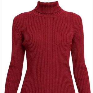Red Ribbed Turtleneck